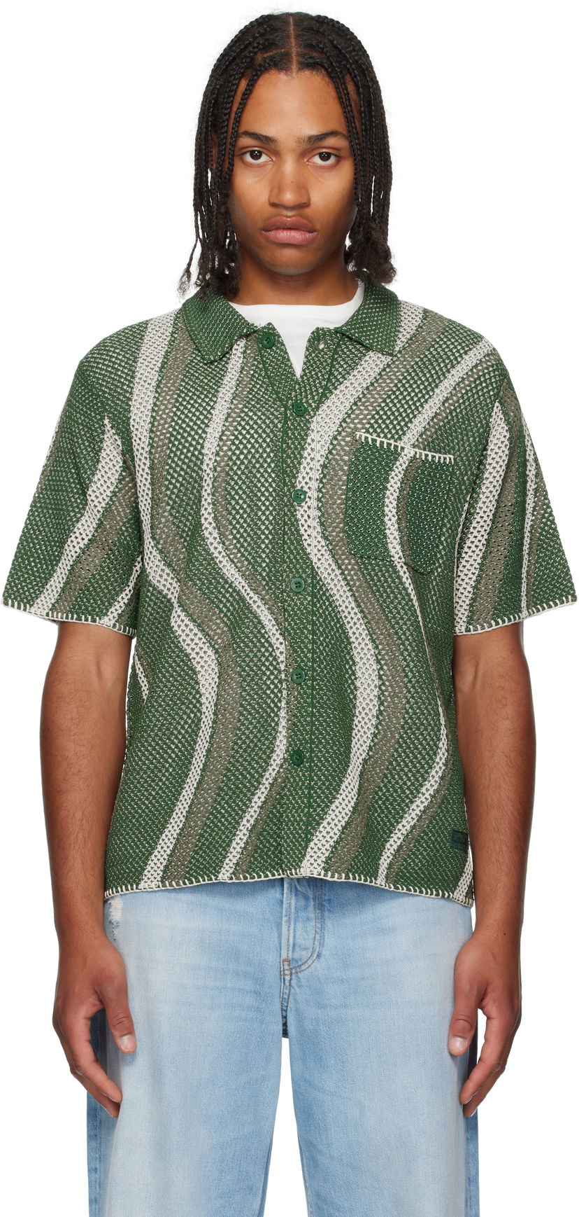 Košulja Dime Dime Soleil Button Up Knit Shirt Zelena | DIMESU257GRN