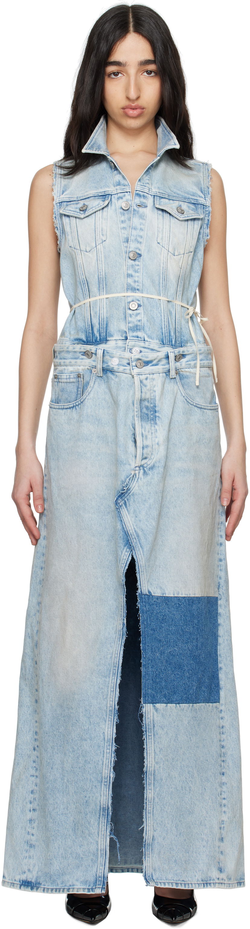 Haljina Maison Margiela MM6 Maison Margiela Paneled Denim Maxi Dress Plava | S62DG0046 M30018