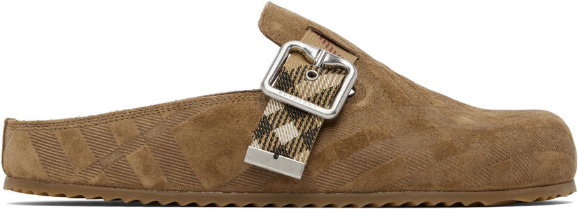 Odjeća Burberry Burberry Check Suede Urchin Clogs Smeđa | 8113393