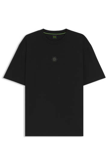 Majica kratkih rukava BOSS Cotton-jersey T-shirt with Double B monogram Crna | 50544316