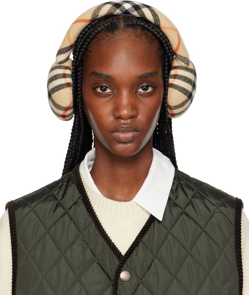 Šal Burberry Burberry Check Wool Earmuffs Bež | 8105109
