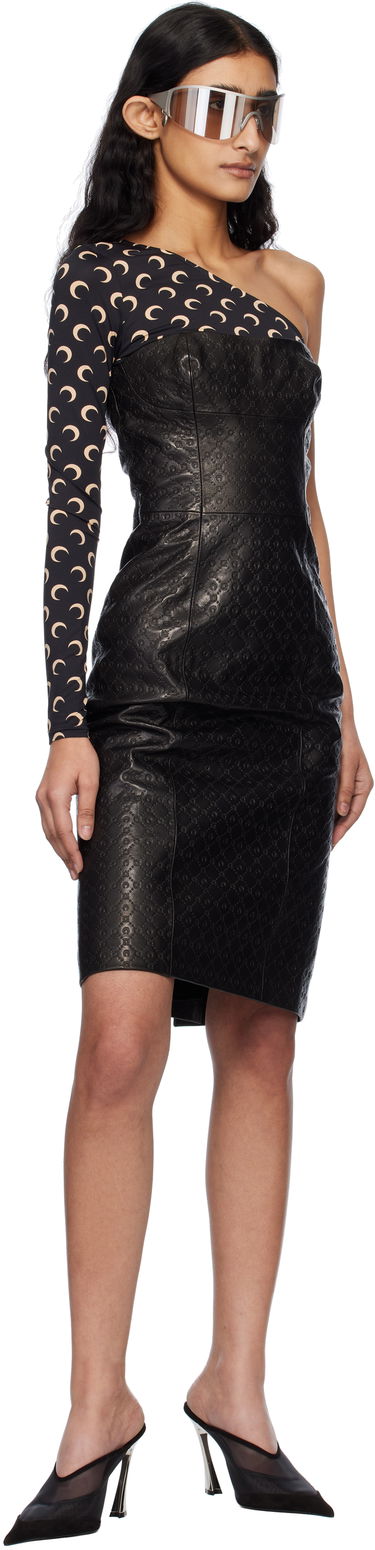 Haljina Marine Serre Marine Serre Moonogram Embossed Leather Midi Dress Crna | WDR315A RLEA0021, 3