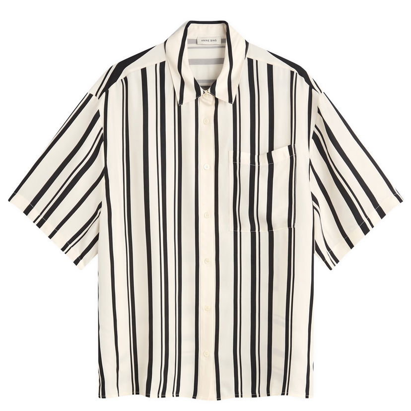 Košulja Anine Bing Anine Bing Coco Short Sleeve Stripe Shirt, Size Large Višebojno | A-07-11268-MTL95