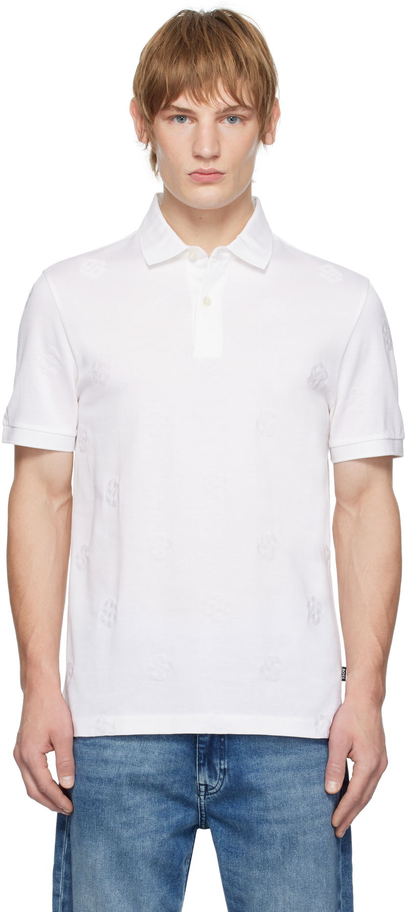 Polo majica BOSS Slim Fit Polo With Embroidered Monogram Bijela | 50532765