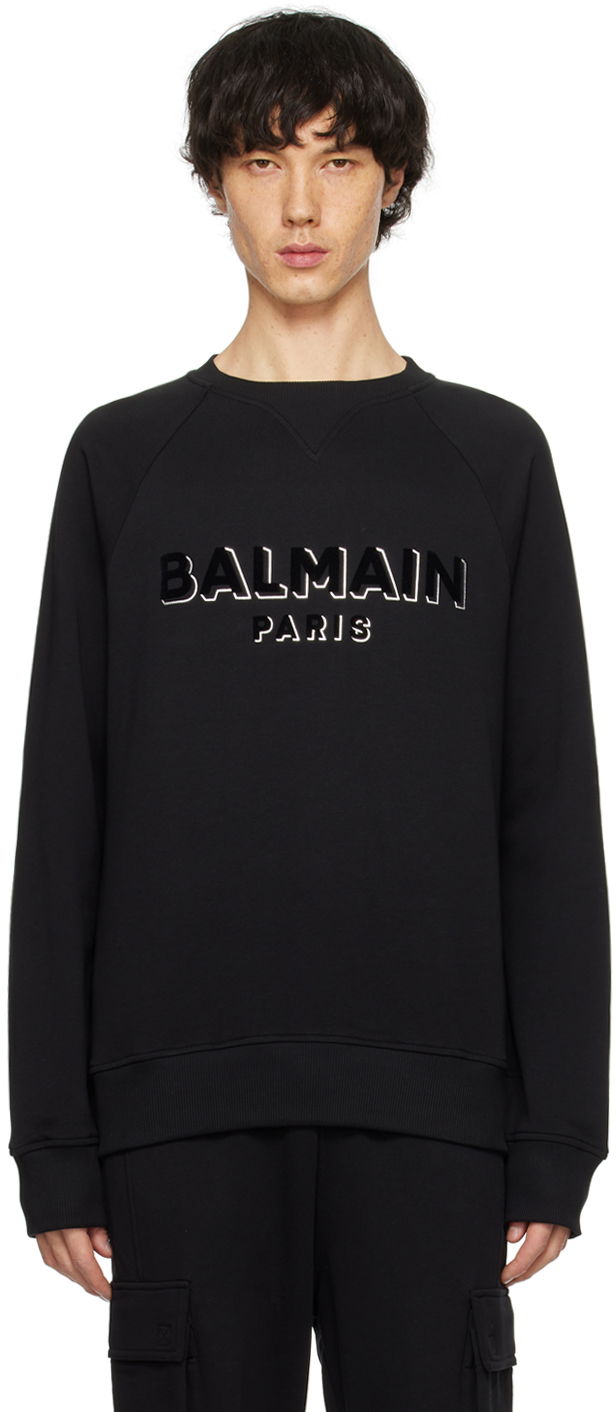 Dukserice Balmain Metallic Flocked Sweatshirt Crna | CH1JQ005BB99