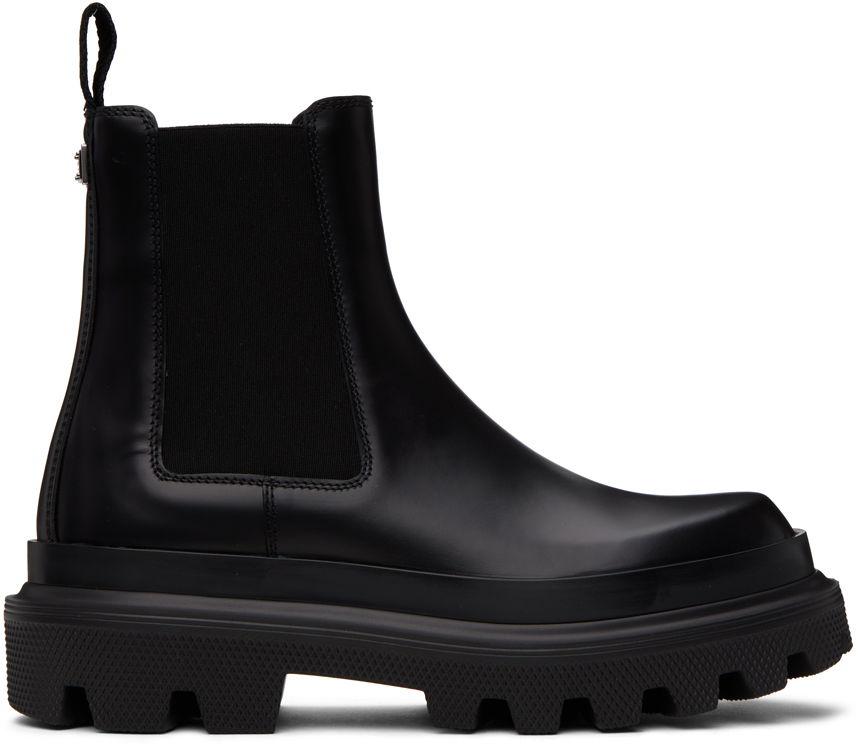 Tenisice i cipele Dolce & Gabbana Black Pull-Loop Chelsea Boots Crna | A60565AB640, 0