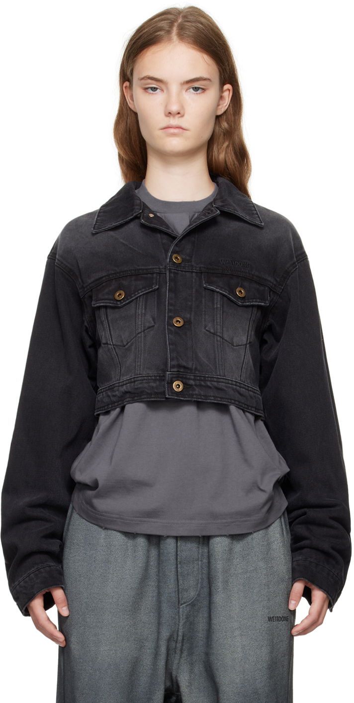 Jakna We11done We11done Cropped Denim Jacket Crna | WD-DJ2-24-337-W-BK