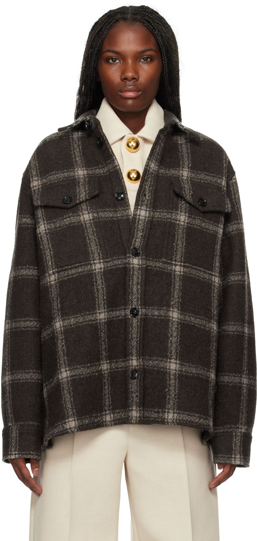Košulja AMI Overshirt Chest Pocket Smeđa | UJK244.WO0001