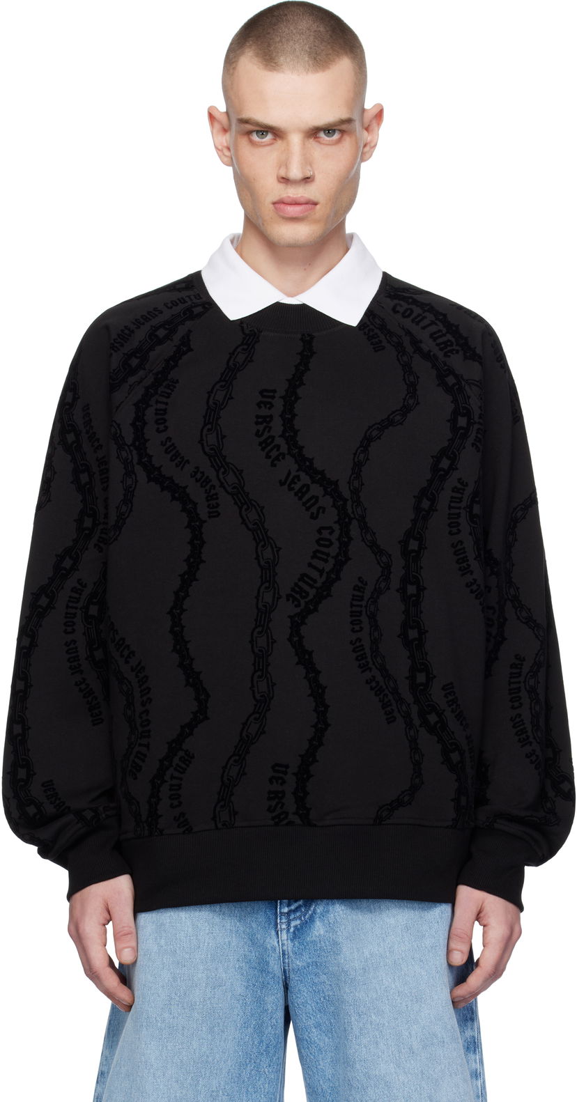 Dukserice Versace Chain Couture Sweatshirt Crna | E77GAI3X0_EFS176
