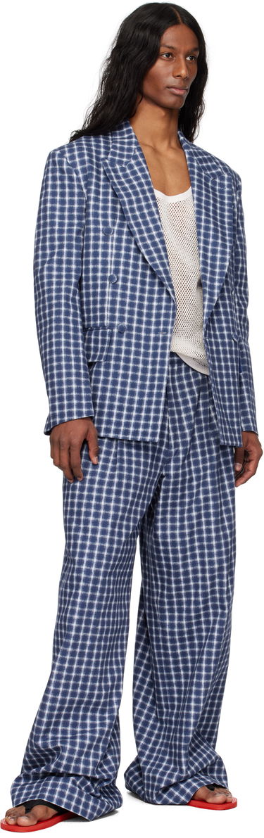 Hlače ERL ERL Check Pleated Tailored Trousers Plava | ERL10P038, 3