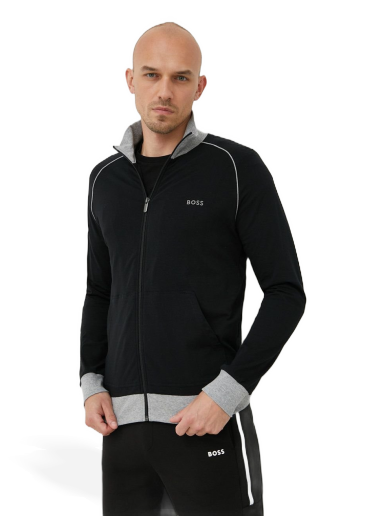 Dukserice BOSS Strech Cotton Jacket Zip-Up Crna | 50469548