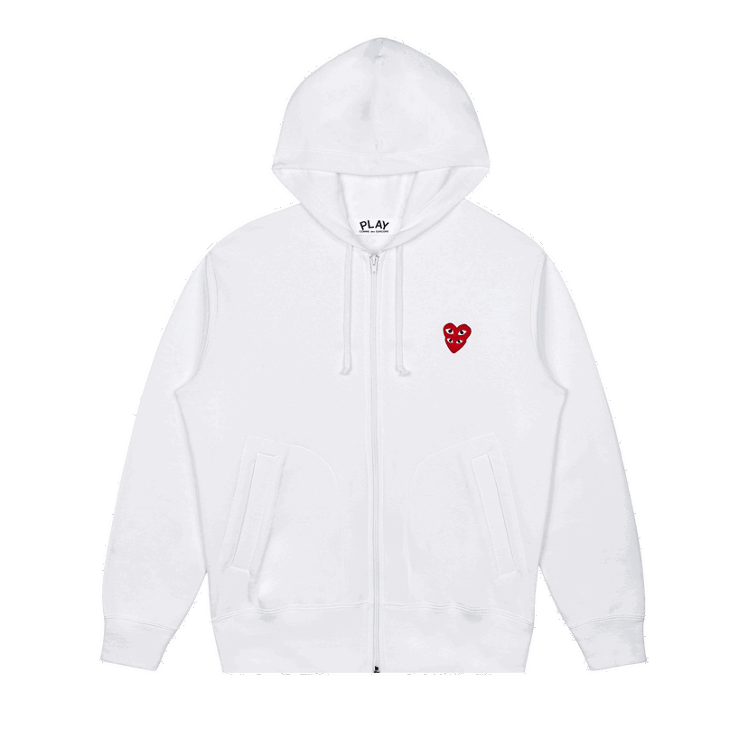 Dukserice Comme des Garçons PLAY Stacked Heart Zip Hoodie Bijela | AZ T294 051 2