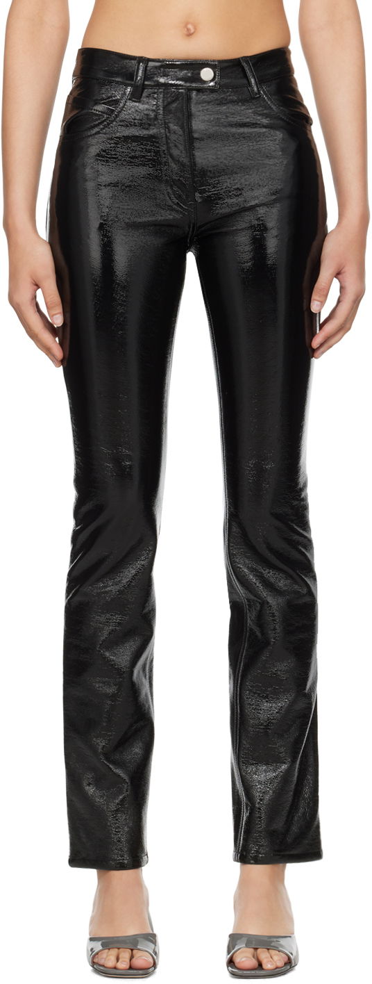 Jeans Courrèges Courrèges 5-Pocket Patent Leather Trousers Crna | PERCPA013VY0014