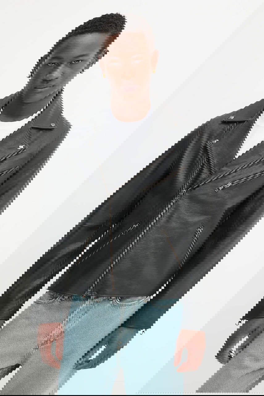 Jakna Samsoe Samsoe Samsoe Samsoe SACOBAIN Leather Moto Jacket Crna | M25200027, 0