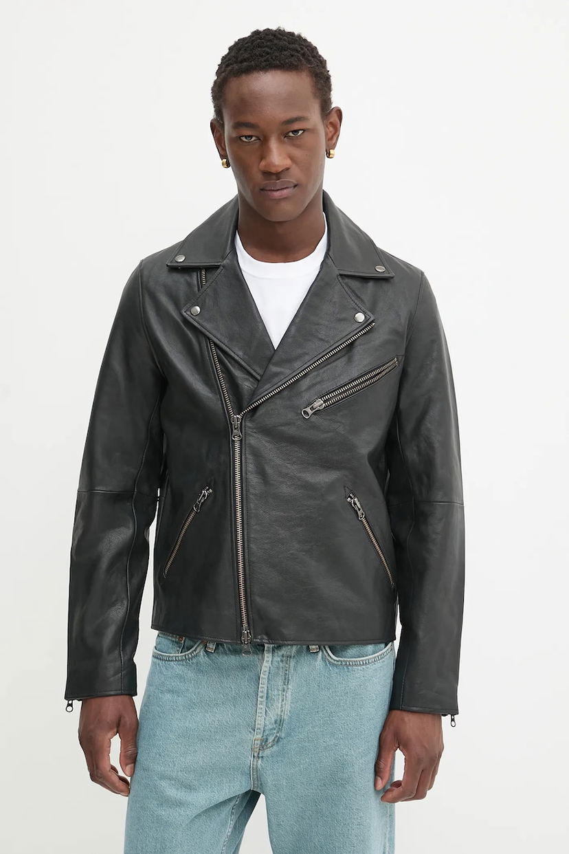Jakna Samsoe Samsoe Samsoe Samsoe SACOBAIN Leather Moto Jacket Crna | M25200027