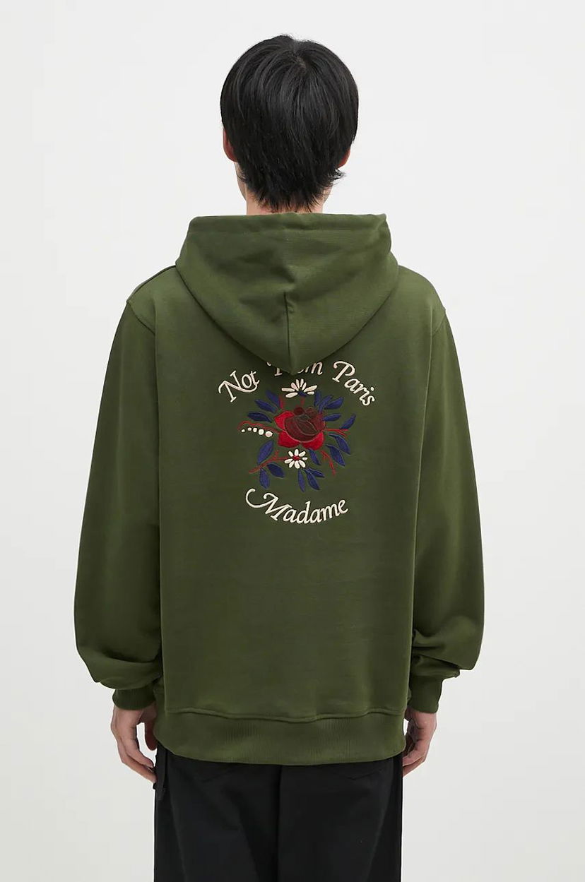Dukserice Drôle de Monsieur Hoodie With Flower Embroidered Applique Zelena | E.HO169.CO127.KK