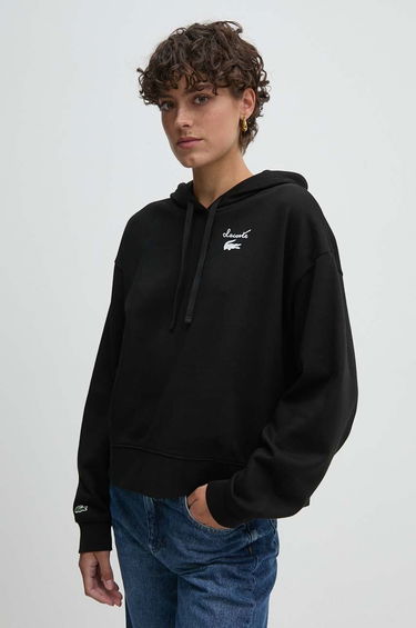 Dukserice Lacoste Cropped Hoodie With Logo Print Crna | SF2649, 0
