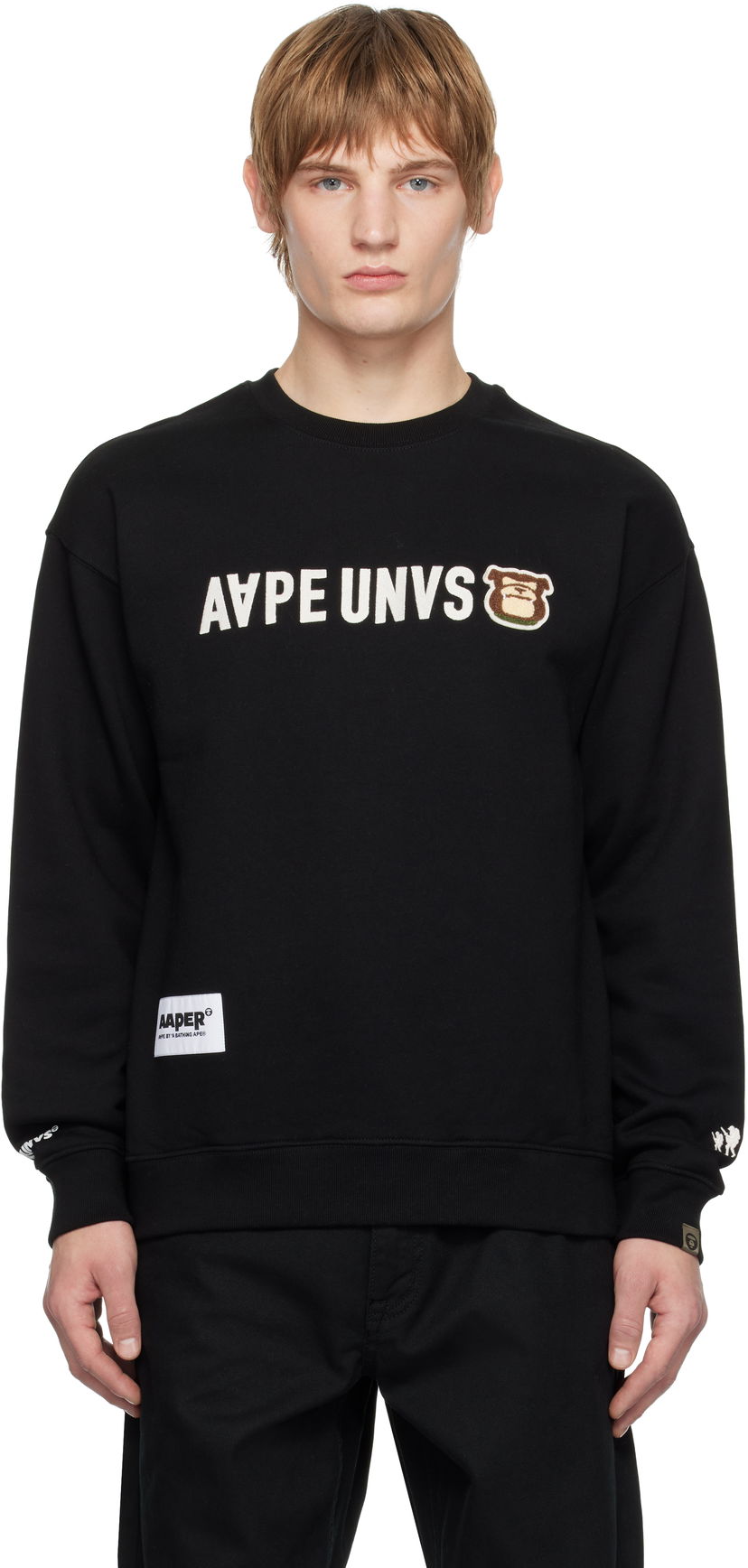 Dukserice AAPE by A Bathing Ape AAPE by A Bathing Ape 'AAPER' Crewneck Sweatshirt Crna | AAPSWMB379XXNBKX