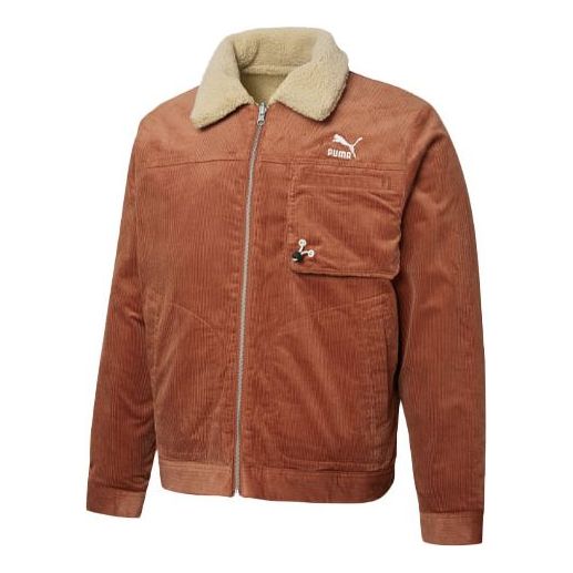 Bomber jakna Puma Cord Embroidered Logo Reversible Corduroy Jacket Smeđa | 534751-17, 0