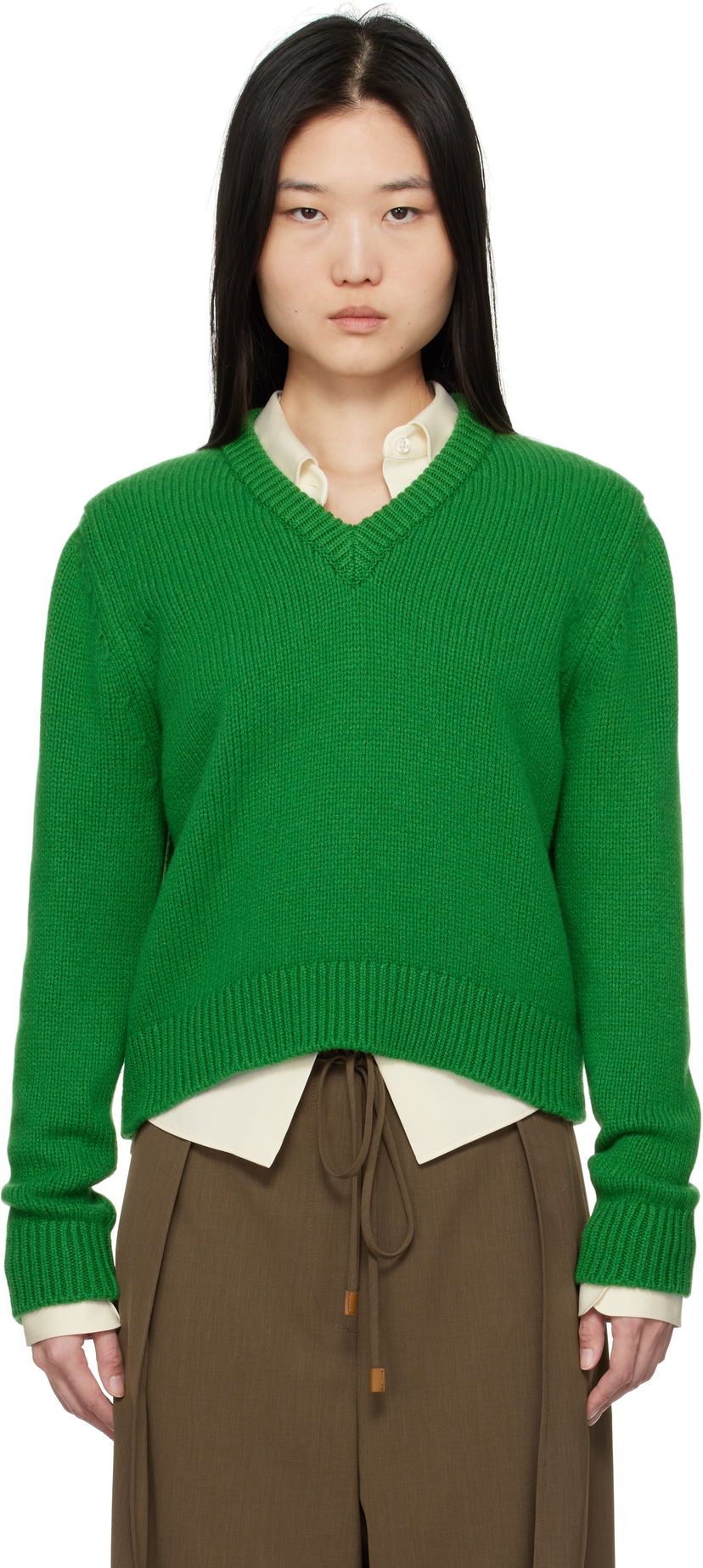 Džemper &Daughter &Daughter Glenn V-Neck Sweater Zelena | WL20224