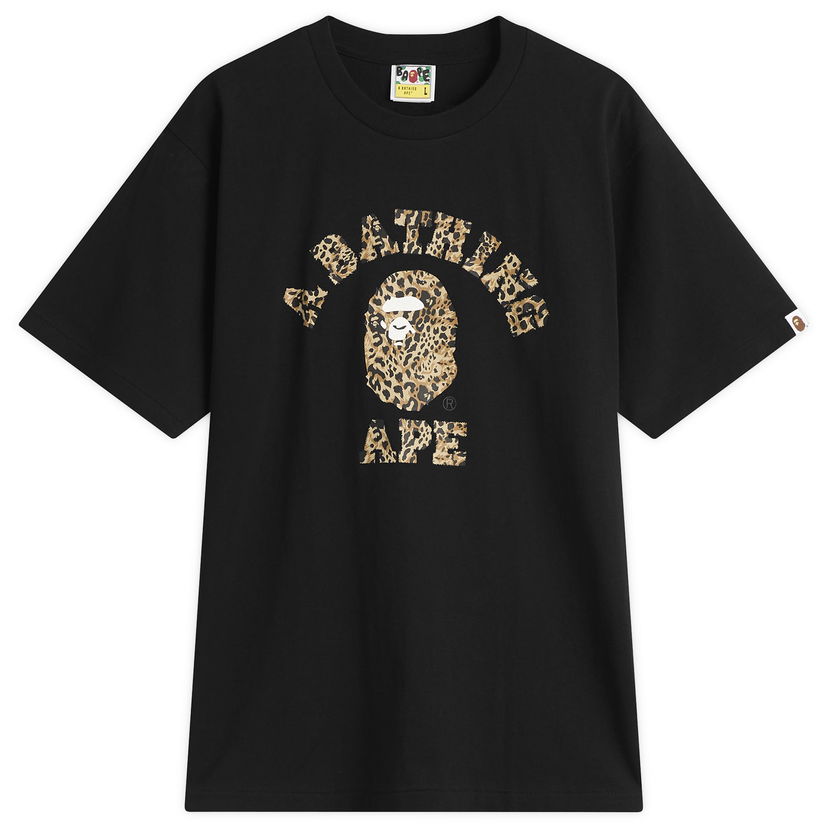 Majica kratkih rukava BAPE Wild Leopard College T-Shirt Crna | 001TEL801039M-BBE