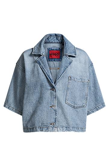 Jakna BOSS HUGO Relaxed-Fit Denim Blouse Plava | 50535366