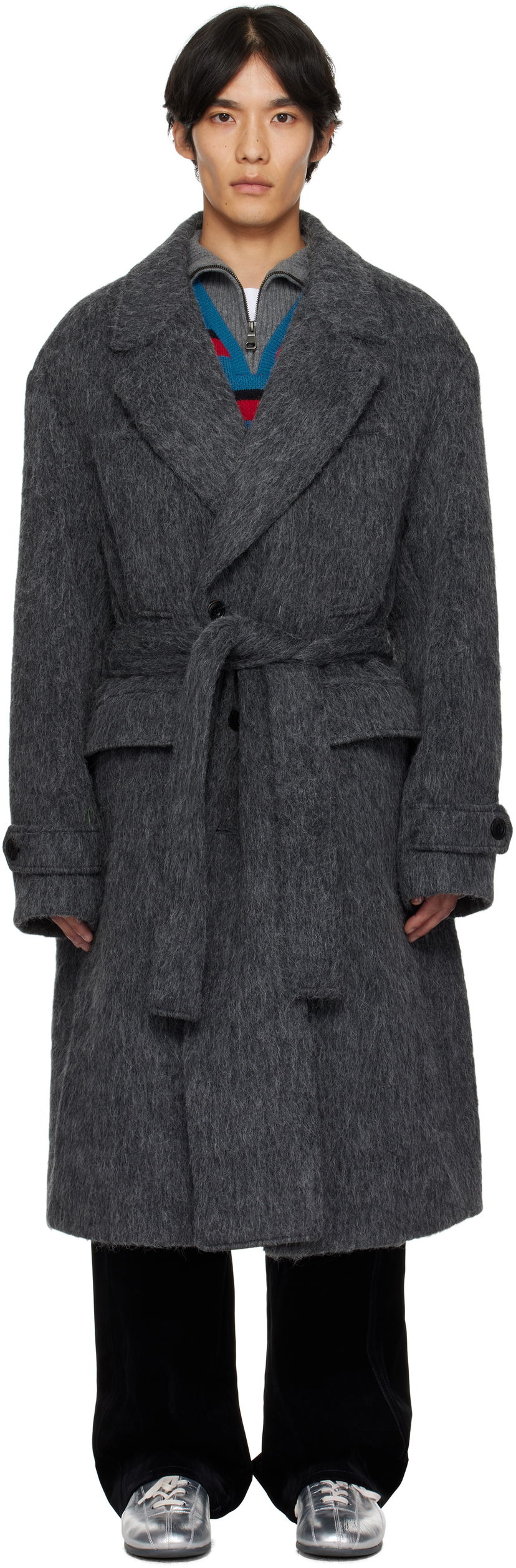 Kaputi Andersson Bell Andersson Bell Mattia Shaggy Wool Robe Coat Siva | awa715m
