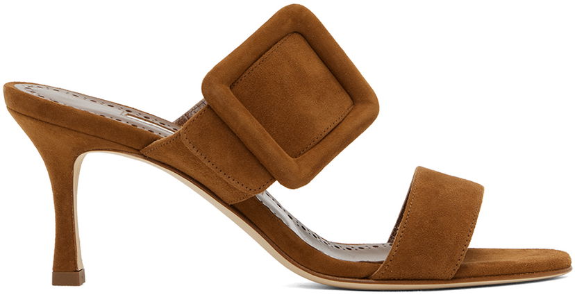 Dodaci Manolo Blahnik Manolo Blahnik Gable Suede Heeled Sandals Smeđa | 419-0479