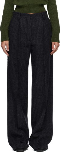 Dries Van Noten Pinstripe Pleated Wool Trousers