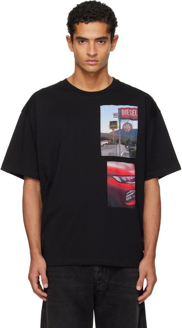 Majica kratkih rukava Diesel T-shirt with Roadside Scene and Car Photo Patches Crna | A19467-0PLAT-9XX, 0