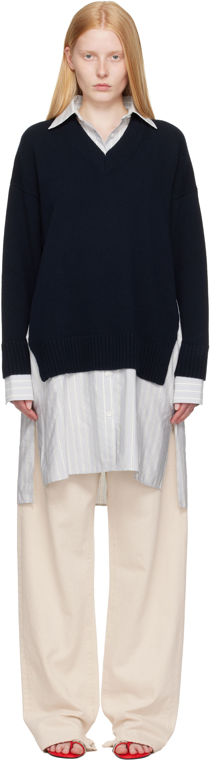 Džemper Stella McCartney Stella McCartney Crewneck Jumper Shirt Dress Tamnoplava | 6K10643S2583
