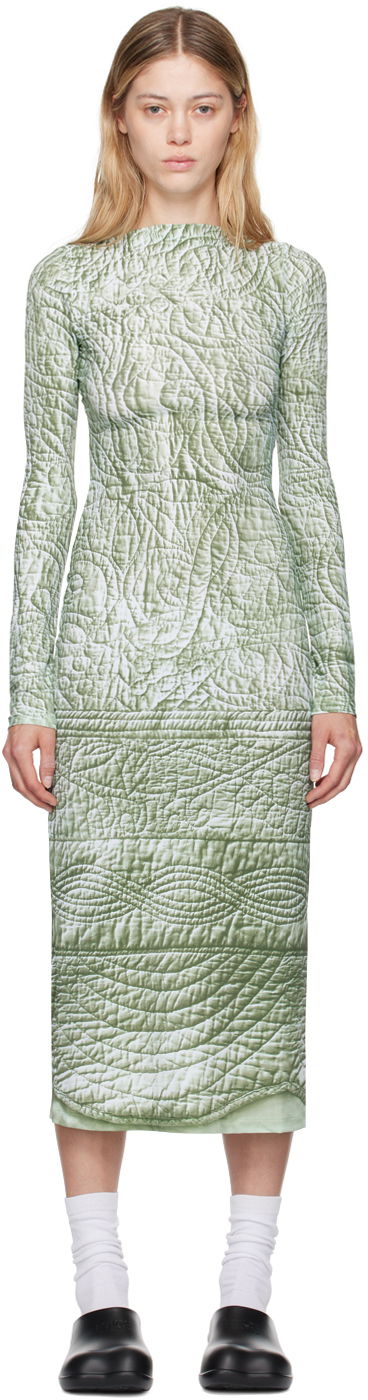 Haljina Maison Margiela MM6 Green Printed Midi Dress Siva | S52DD0046 M20024
