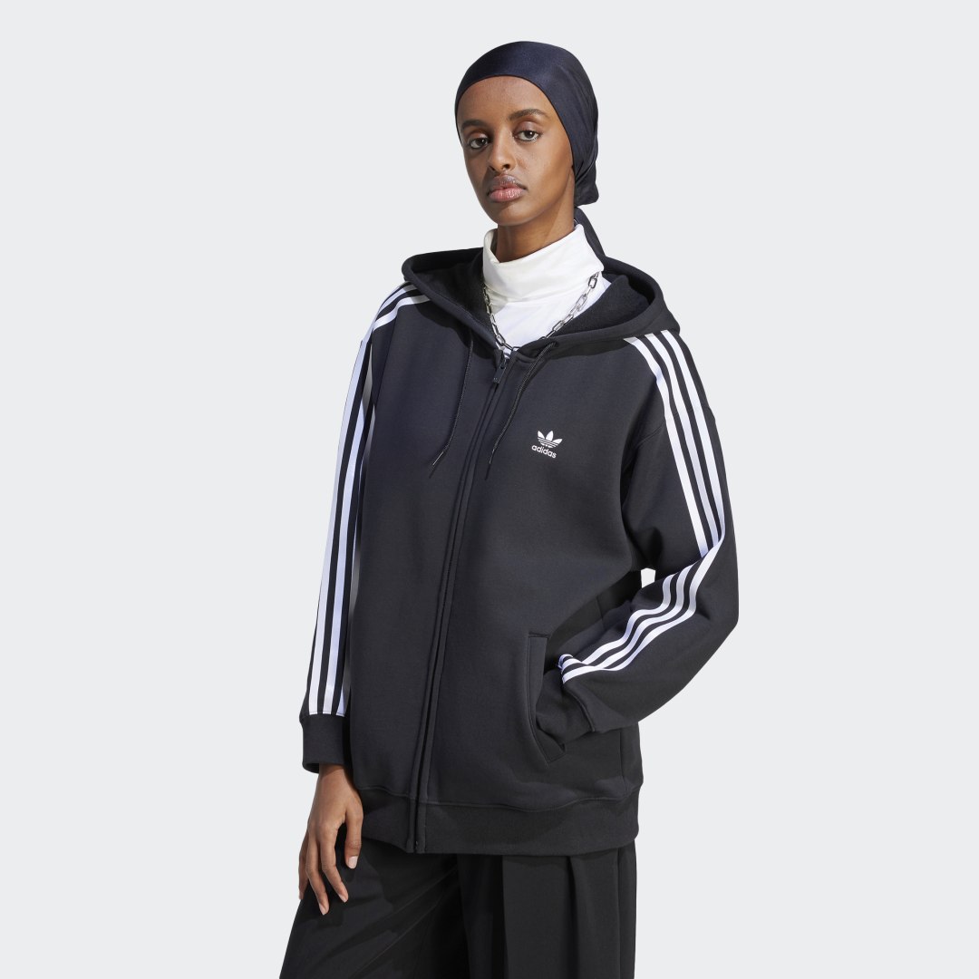 Dukserice adidas Originals Adicolor Classics 3-Stripes Full-Zip Hoodie Crna | IK0438, 1