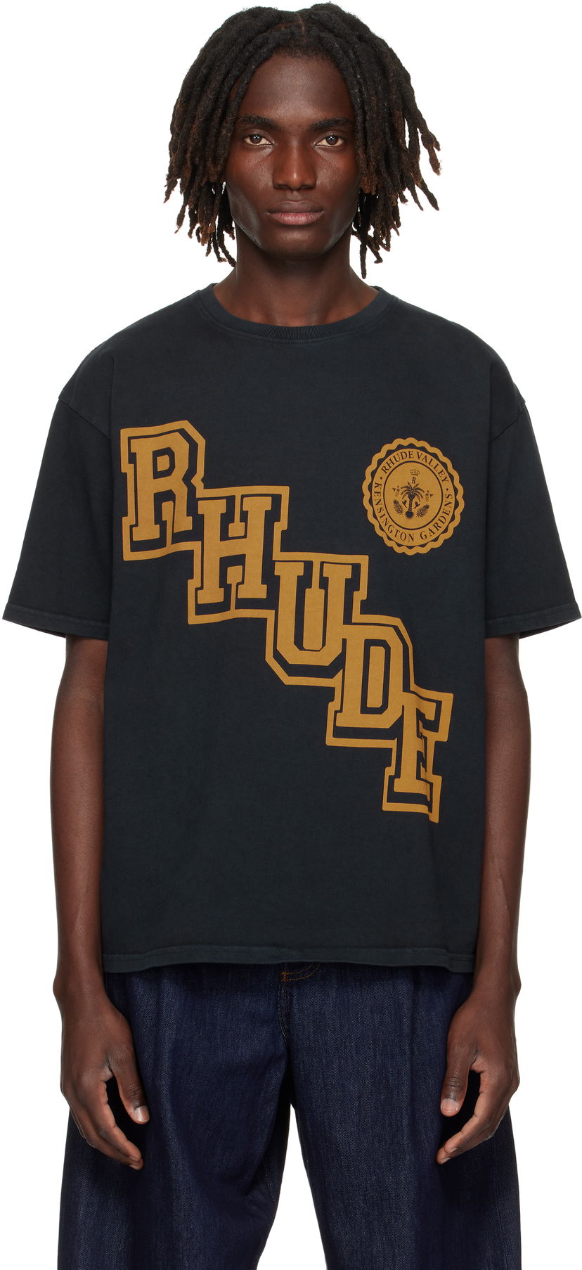 Majica kratkih rukava Rhude Rhude Collegiate Crest T-Shirt Crna | RHPF25TT05012