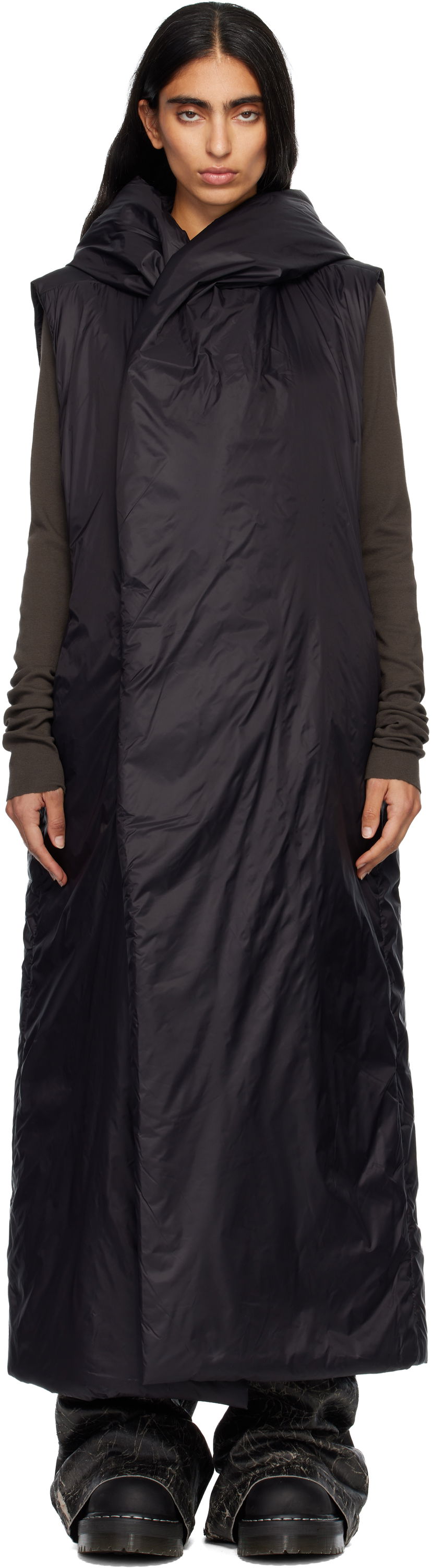 Kaputi Rick Owens Rick Owens DRKSHDW Concordians Hooded Liner Coat Crna | DS02E7922 NP