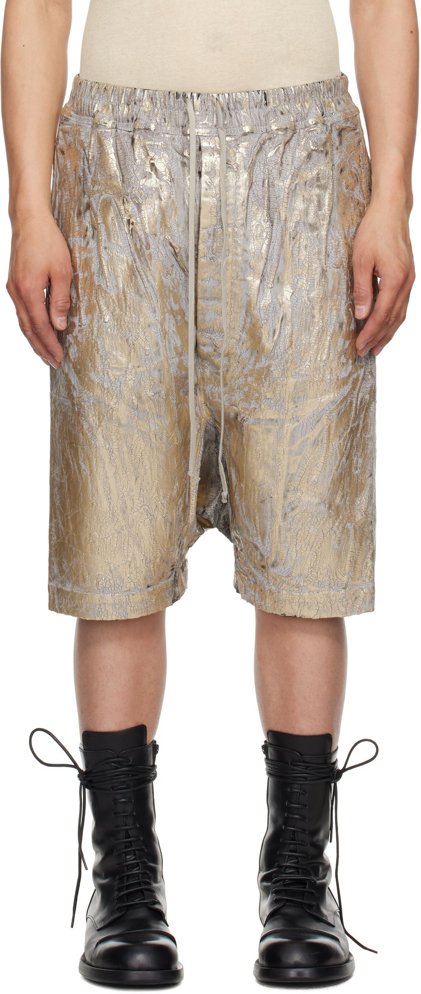 Kratke hlače Rick Owens Rick Owens DRKSHDW Hollywood Drawstring Pods Shorts Metalik | DU01E3380 SGMC