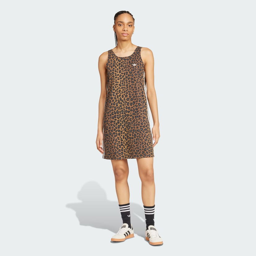 Haljina adidas Originals Originals Leopard Print Tank Dress Smeđa | KA2677
