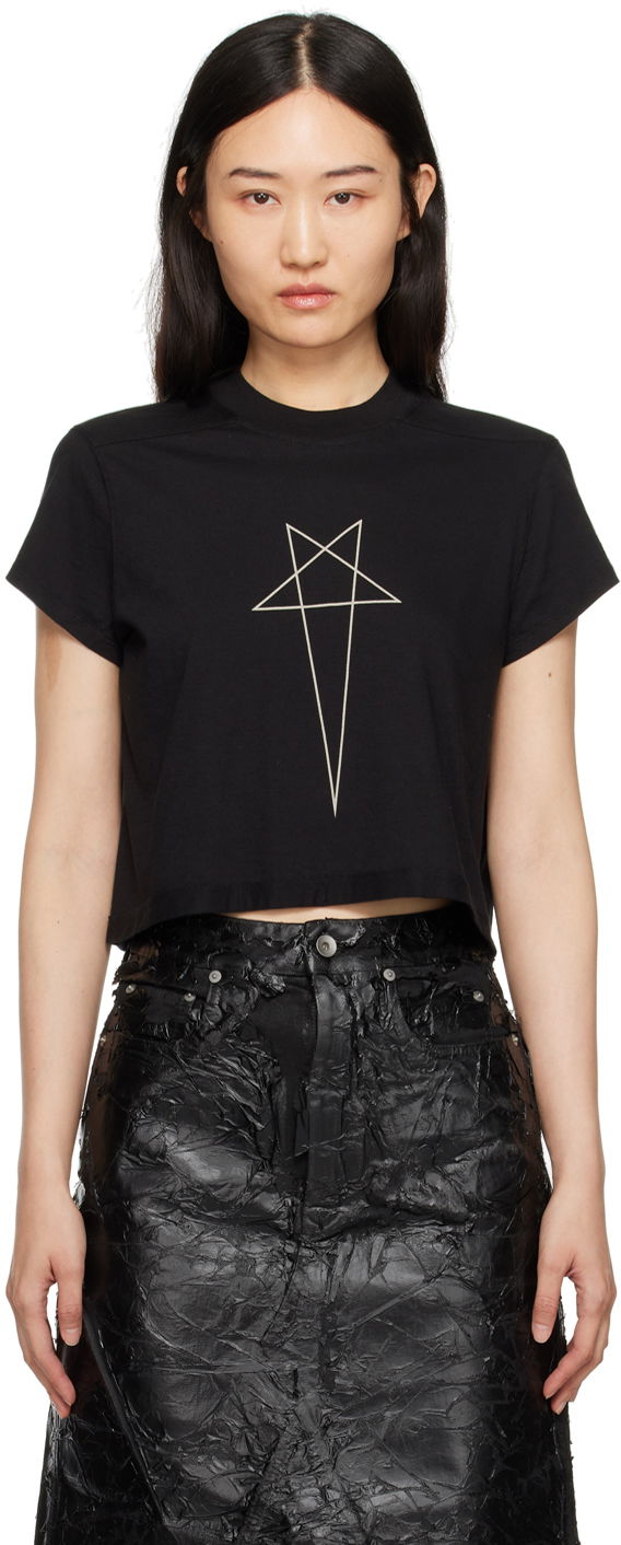 Crop top Rick Owens Level Cropped T-shirt Crna | DS02D2207 RNEP3
