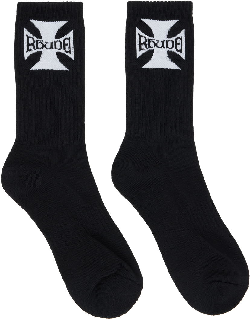 Čarape Rhude Rhude Boys Logo Socks Crna | RHPF25SO02750