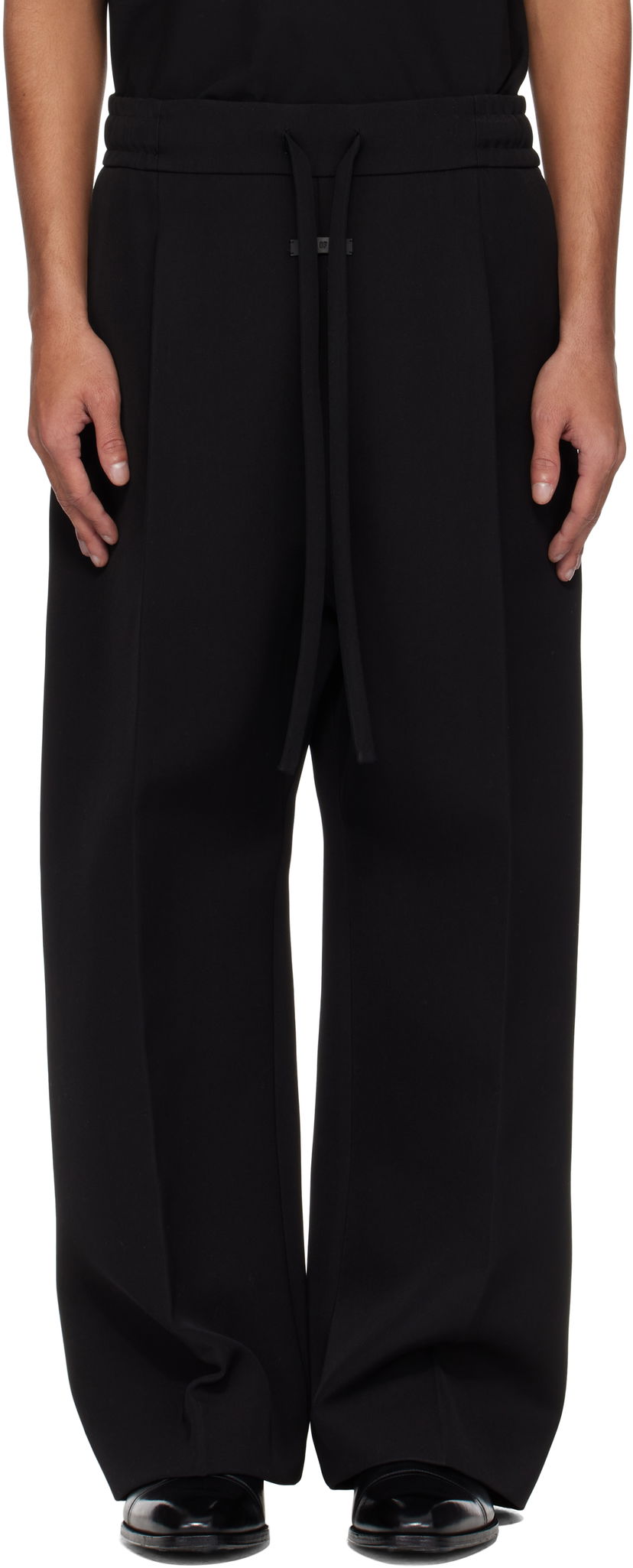 Hlače Fear of God Fear of God Drawstring Wide Leg Trousers Crna | FGE240-407WCT