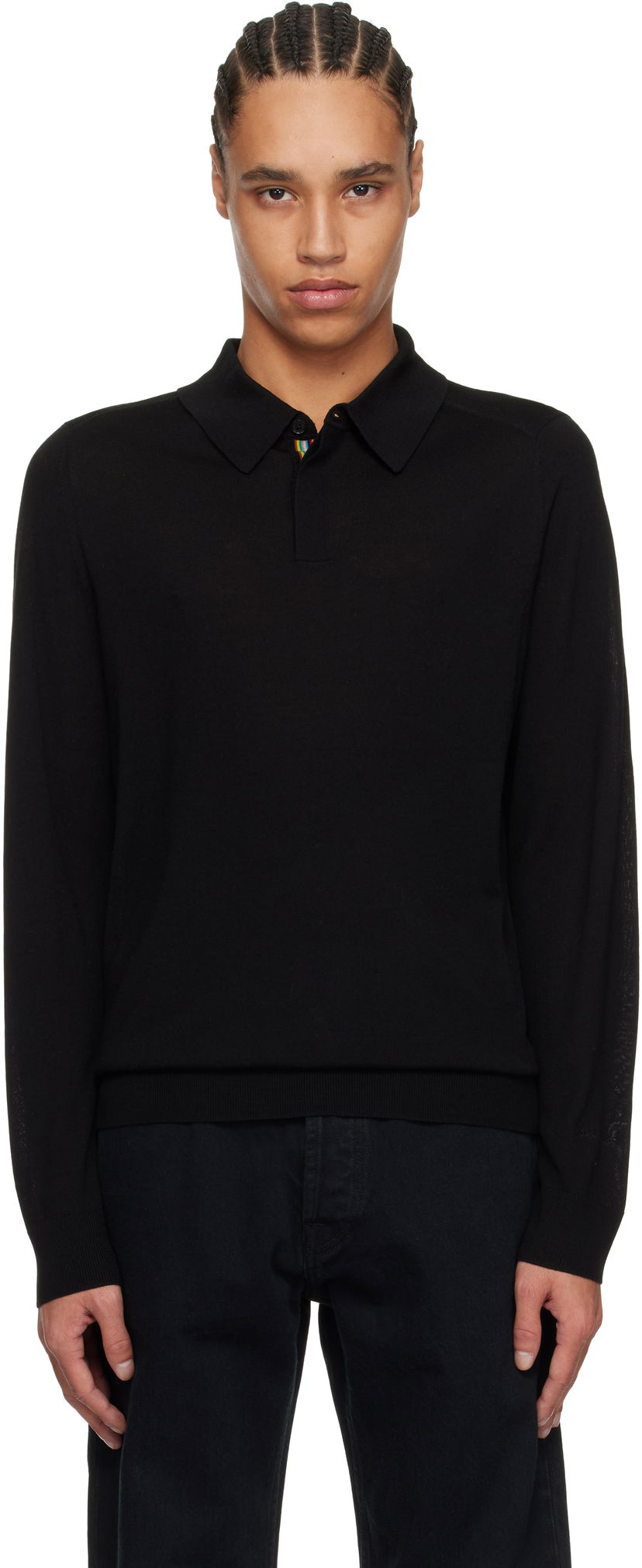 Džemper Paul Smith Paul Smith Merino Wool Knitted Long Sleeve Polo Crna | M1R-241Z-P02093-79