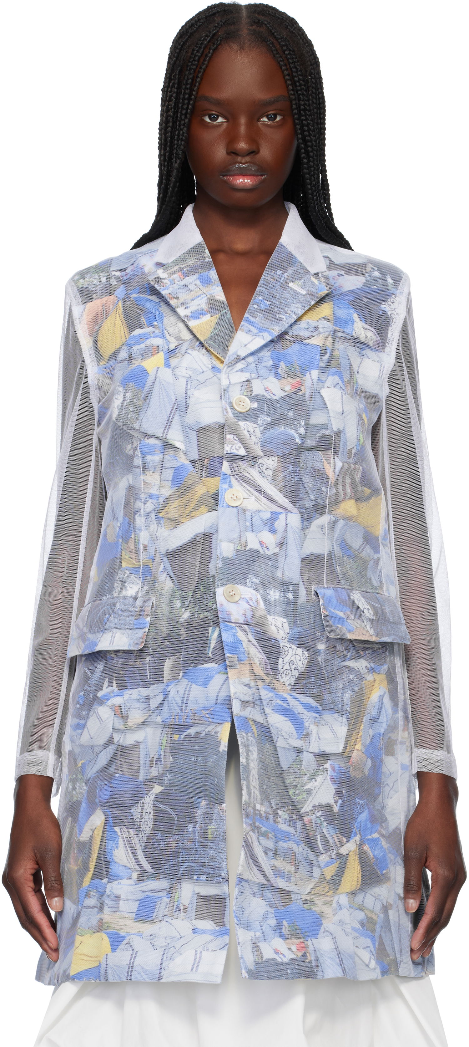 Vjetrovka Comme des Garçons Comme des Garçons Layered Mesh Print Jacket Bijela | GO-J038-S25, 0