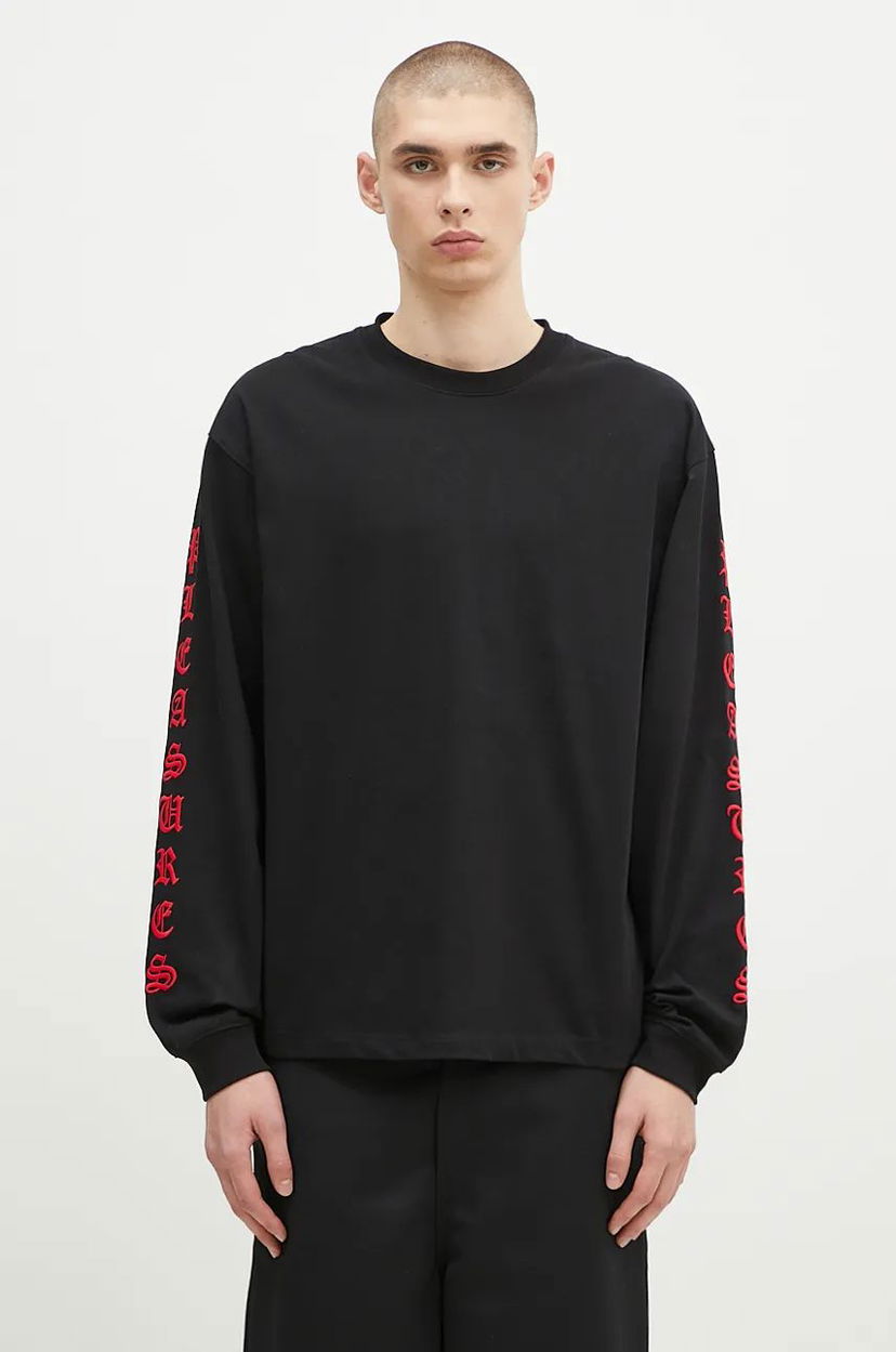 Majica kratkih rukava Pleasures T-Shirt Heavyweight Long Sleeve Crna | P24F045