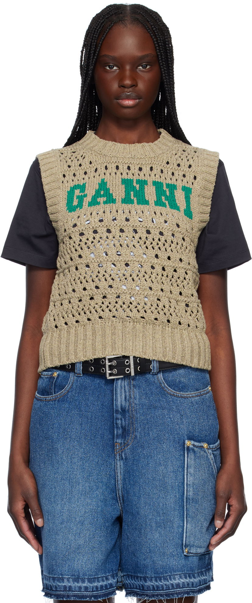 Džemper GANNI GANNI Knit Vest Bež | K2428
