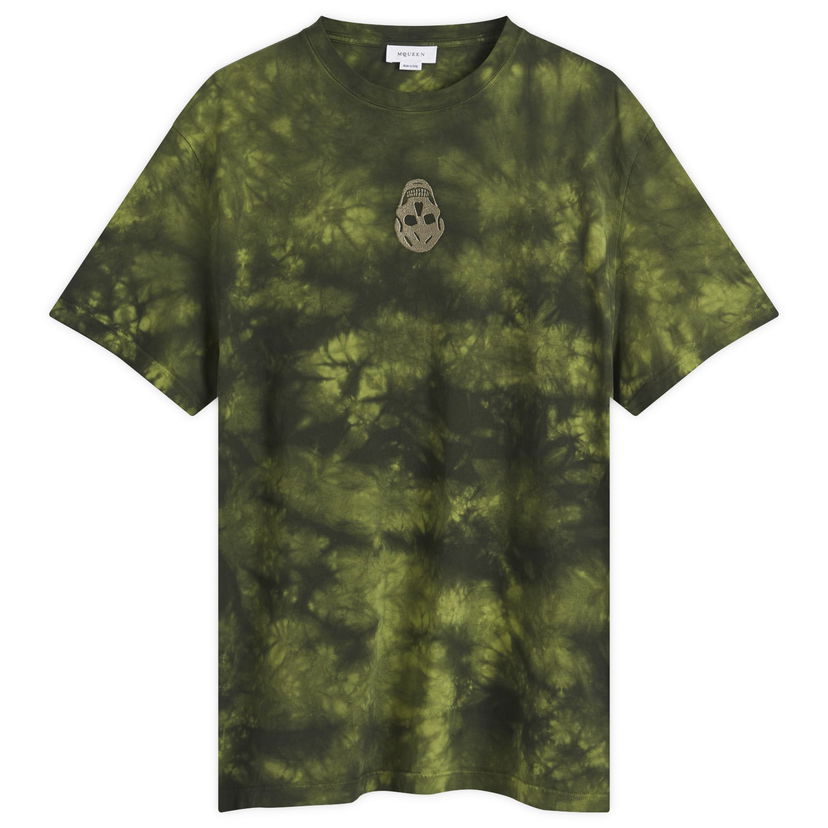 Majica kratkih rukava Alexander McQueen Uneven Dyed Skull Logo T-Shirt Zelena | 808915-QXABL-3012