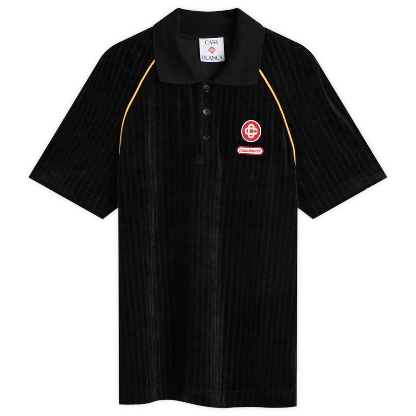 Polo majica Casablanca Rib Velour Raglan Polo Crna | M-AW25-JTP-432-01