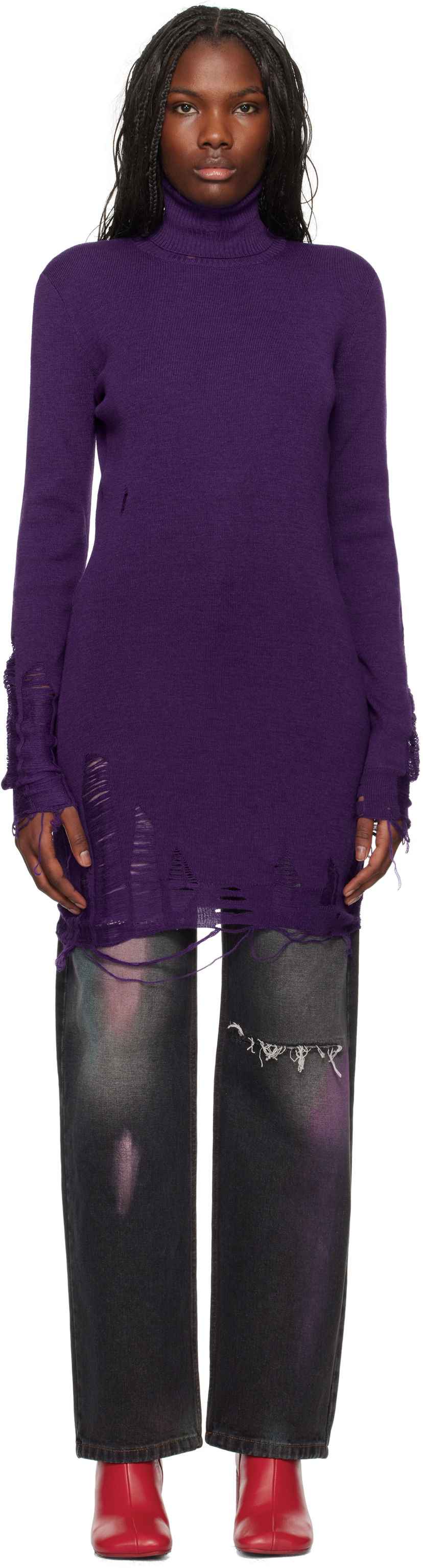 Haljina Maison Margiela Distressed Minidress Ljubičasta | S62DA0030 M13070