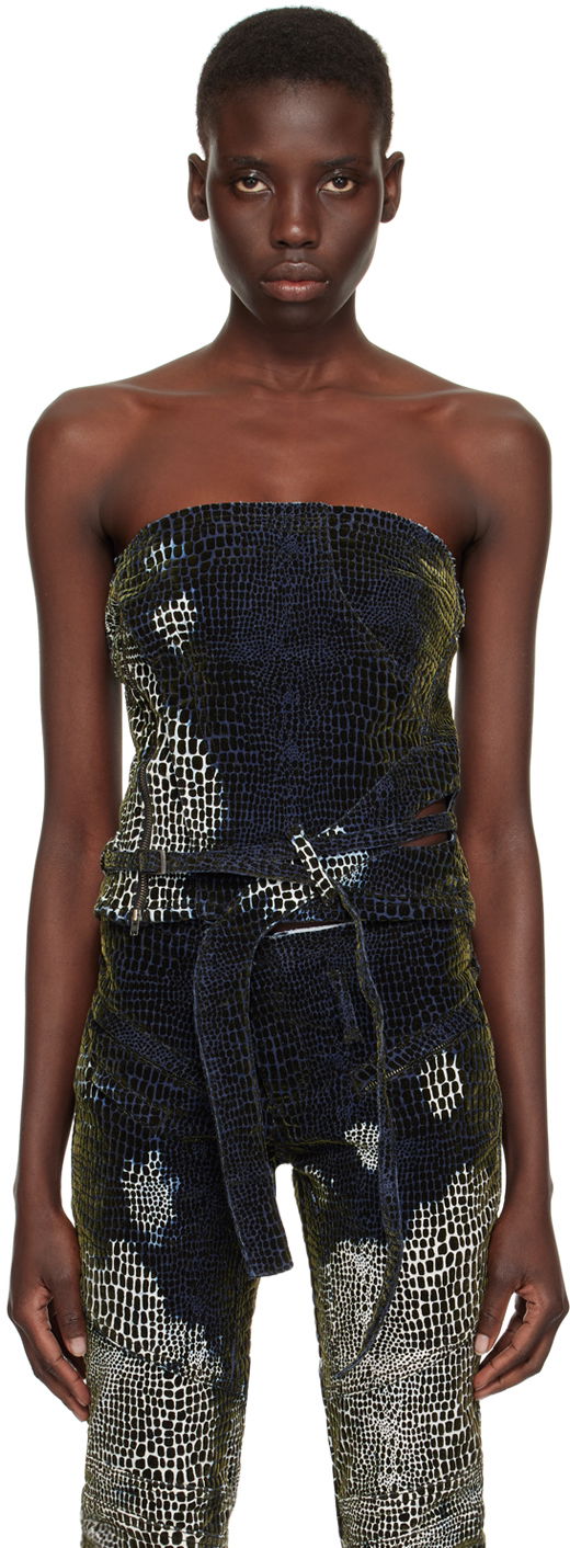 Majica bez rukava Ottolinger Ottolinger Patterned Denim Tube Top Plava | 1704802