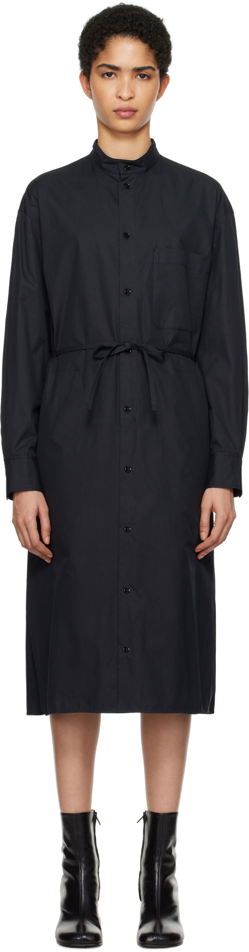 Haljina LEMAIRE Lemaire Drawstring Midi Shirt Dress Crna | DR1087 LF839
