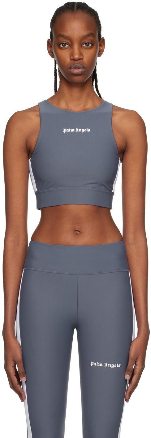 Majica bez rukava Palm Angels Palm Angels Stripe Sports Bra Siva | PWVO001C99FAB0020701